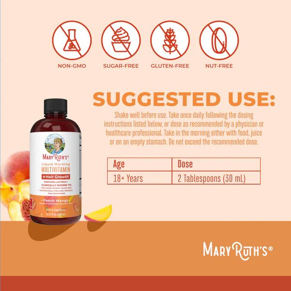 MULTIVITAMINICO LIQUIDO MATUTINO MARY RUTHS + Crecimiento del cabello