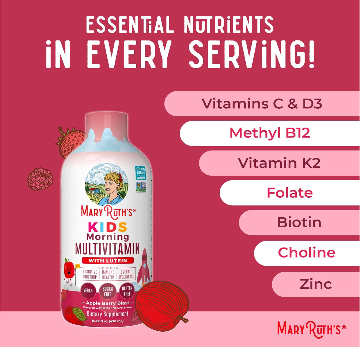 MARY RUTH'S KIDS Multivitamínico matutino con luteína
