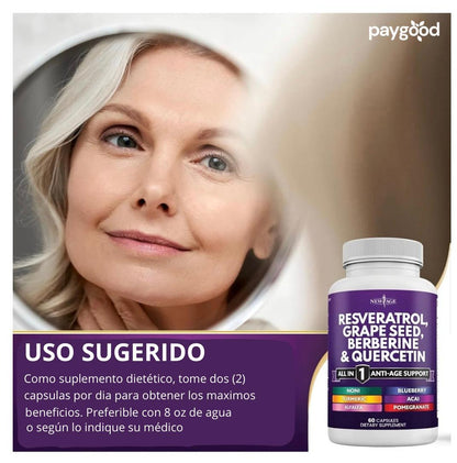 RESVERATROL BERBERINA ESTRACTO DE SEMILLA DE UVA QUERCETINA (2X1)